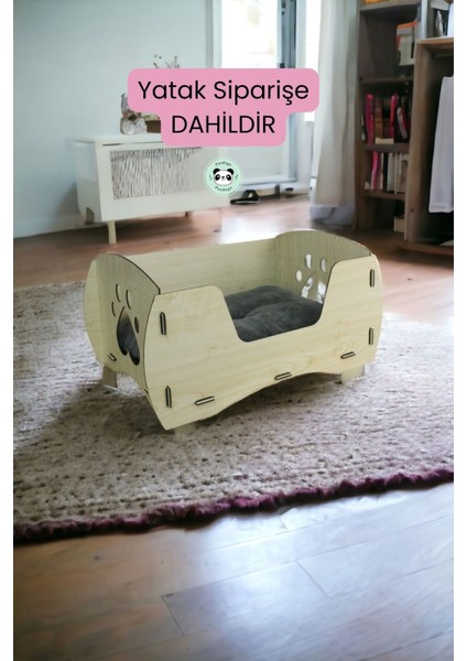 Luxury Kedi Yatağı Ahşap Açık Meşe Renk Model 6 1 Adet