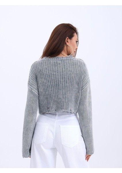 43191 Triko Crop Kazak-Gri