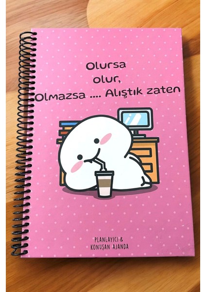 Konuşan Ajanda 17X24 Olursa Olur Olmazsa Alıştık Sticker'lı Tarihsiz Haftalık Planlayıcı
