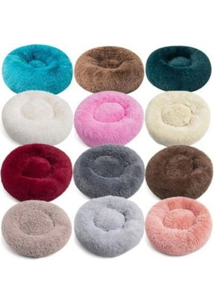 Luxury Ponchik Peluş Kedi Köpek Yatağı Pembe Simit Kedi Yatağı 1 Adet