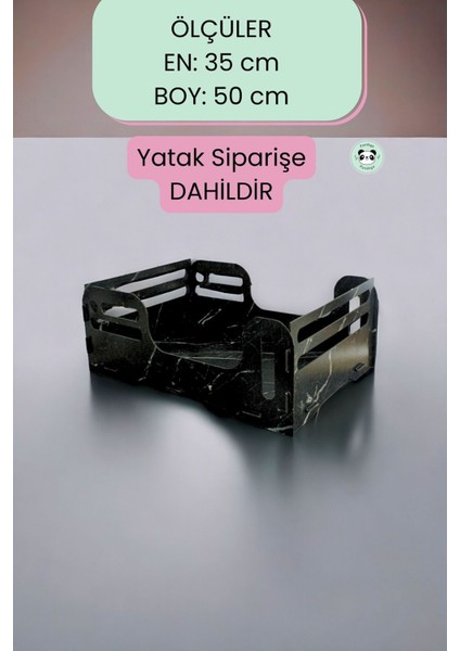 Luxury Kedi Yatağı Ahşap Siyah Mermer Renk Model 4 1 Adet