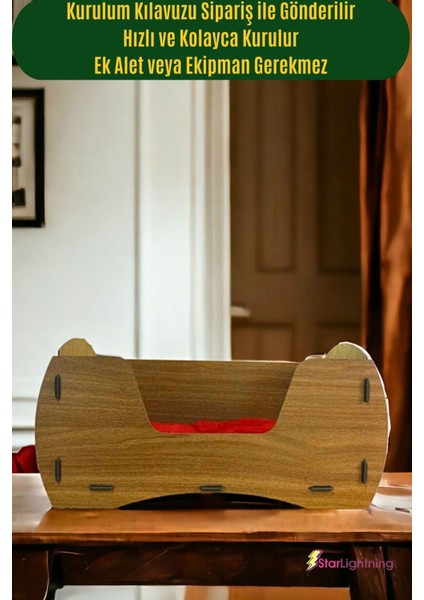 Luxury Ahşap Büyük Kedi Yatağı Premium Kalite Ceviz Kedi Evi 50X35 cm Model 6 1 Adet modelleri