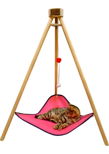 Luxury Piramit Kedi Yatağı Hamağı Evi Ahşap Tripod Evcil Hayvan Hamak Salıncak Köpek Yatağı Kedi Tırmalama 1 Adet