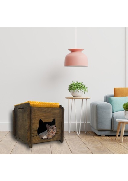 Luxury Rubik %100 Doğal Ahşap Kedi Evi 1 Adet