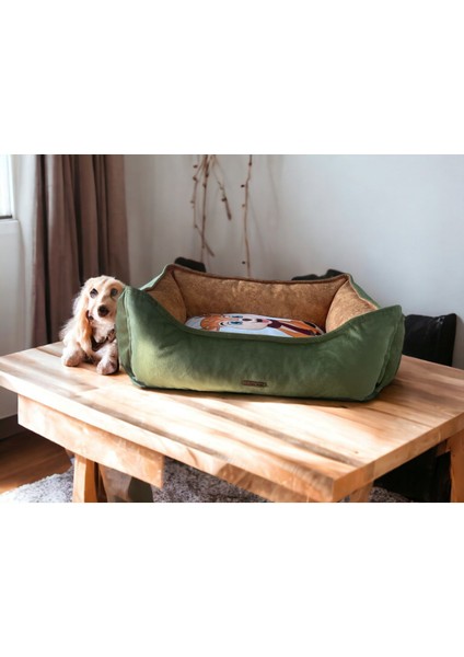 Luxury Lotus Yeşil 01 Kedi Köpek Yatağı 1 Adet