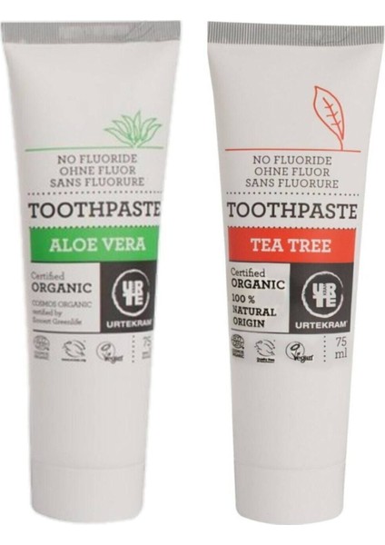 Organik Aloe Veralı 75 ml - Çay Ağacı 2'li Diş Macunu 75 ml