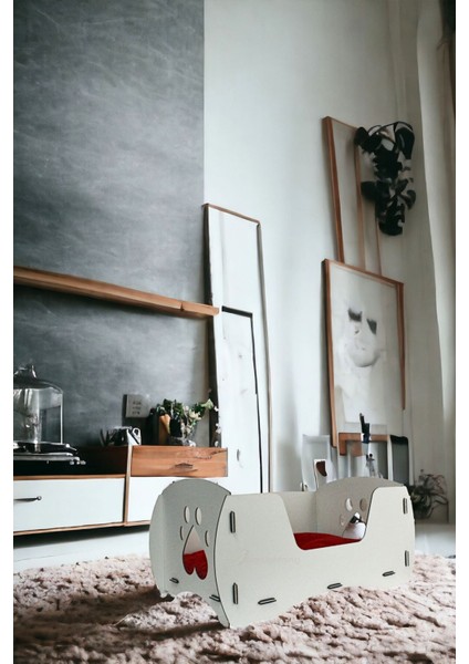 Ahşap Büyük Kedi Yatağı Premium Kalite Açık Meşe Kedi Evi 50x35 cm Model 6