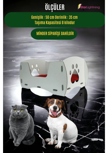 Ahşap Büyük Kedi Yatağı Premium Kalite Açık Meşe Kedi Evi 50x35 cm Model 6