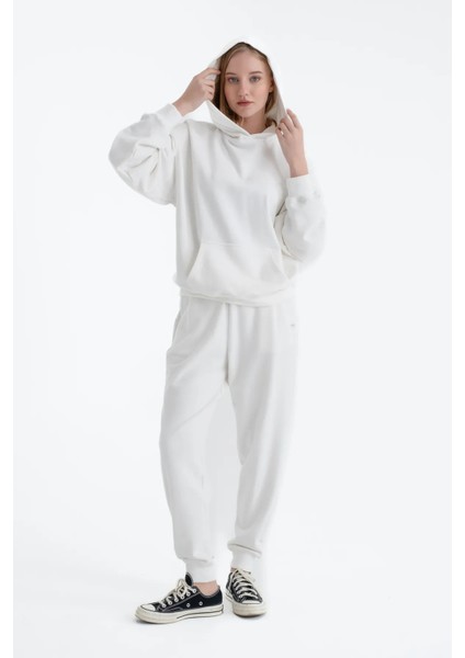 Basic Pamuklu Kapüşonlu Sweatshirt