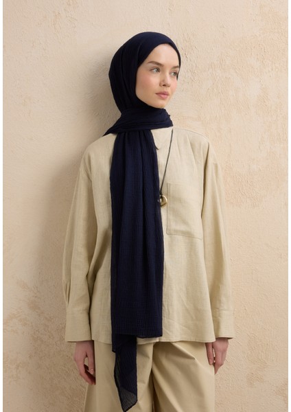 Modal Krinkıl Şal Lacivert