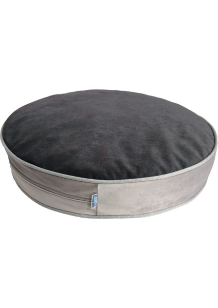 Luxury Siyah Premium Visco Dolgulu Yıkanabilir Yuvarlak Kedi Köpek Yatağı 70X10CM 1 Adet
