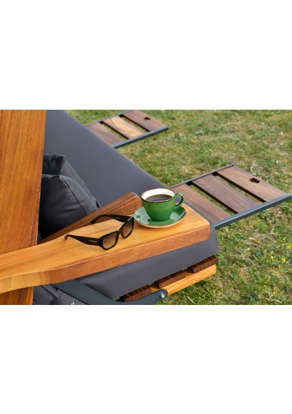 Luna Deluxe 2600 Iroko Beş Kişilik Ahşap Bahçe Salıncağı Antrasit
