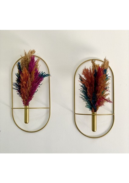 Çiçeklik Gold Oval 2 Li Duvar Çiçekliği Dekoratif Duvar Çiçekliği fiyatları