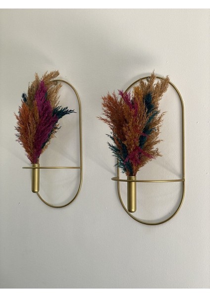 Çiçeklik Gold Oval 2 Li Duvar Çiçekliği Dekoratif Duvar Çiçekliği modelleri