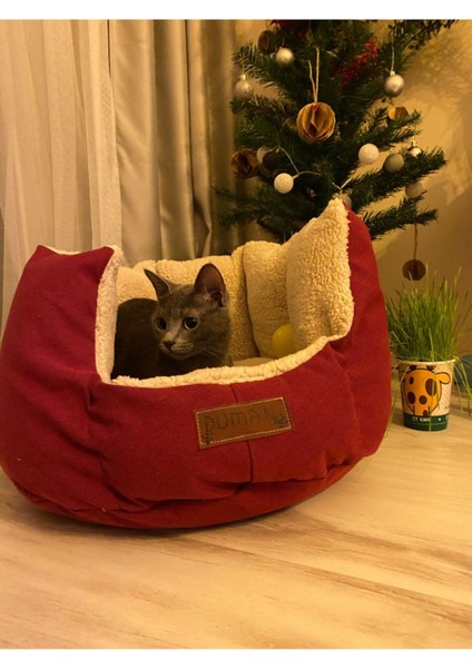 Luxury Saraç Minder Kedi Evi-Kedi Minderi Çift Taraflı Fermuarlı 1 Adet