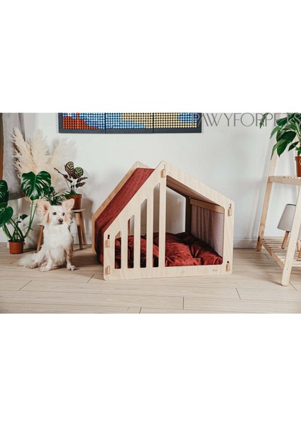 Luxury Köpek ve Kedi Yatağı - Ahşap - Evim 1 Adet