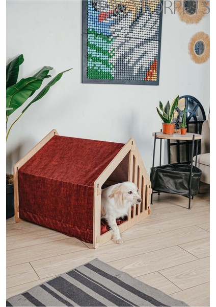 Luxury Köpek ve Kedi Yatağı - Ahşap - Evim 1 Adet