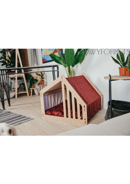 Luxury Köpek ve Kedi Yatağı - Ahşap - Evim 1 Adet