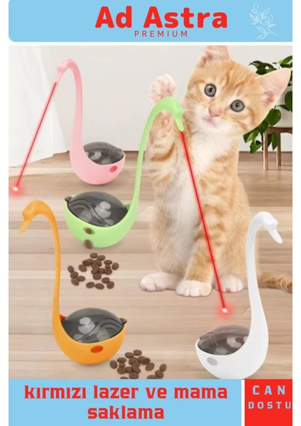 Luxury Trend Ürün Kuğu Şeklinde Lazerli Mama Saklama Bölmeli Dayanıklı Kedi Köpek Evcil Hayvan Oyuncağı 1 Adet