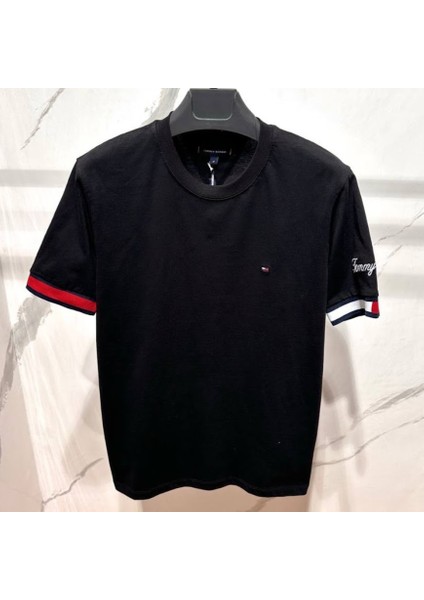 Erkek Pique Bayrak Manşet T-Shirt