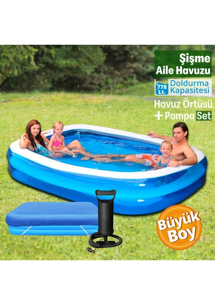 54006 şişme büyük havuz 262x175x51 cm havuz örtüsü ve pompa