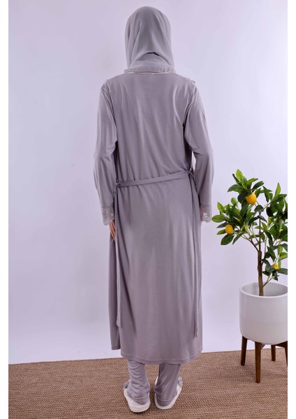 Lacivert Tesettürlü Uzun Sabahlıklı Hamile Lohusa Pijama Takımı BYL2T24072 modelleri