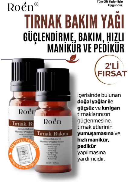 Tırnak Güçlendirici, Hızlı Manikür-Pedikür, Doğal Tırnak Bakım Yağı 40 ml (20MLX2)