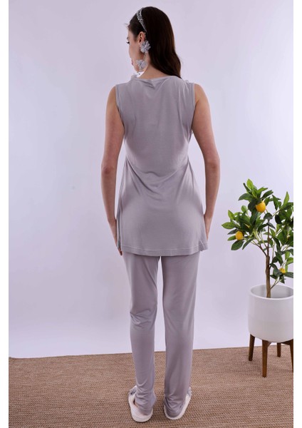 Gri Hamile Lohusa Pijama Takımı BYL280322