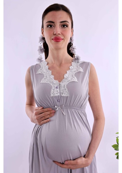 Gri Hamile Lohusa Pijama Takımı BYL280322