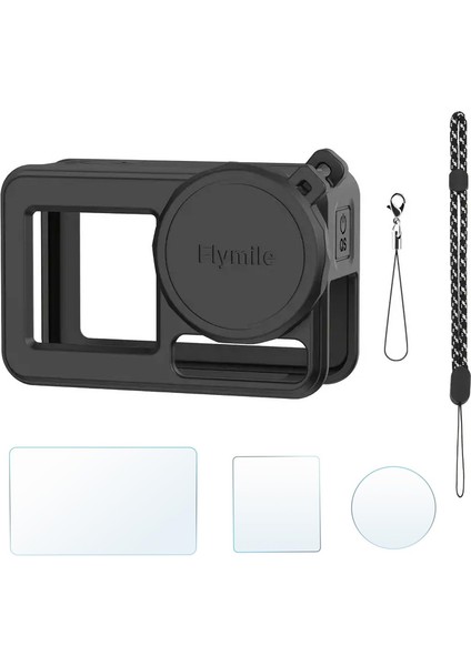 Dji Osmo Action 5 Pro Silikon Kılıf ve 9h Temperli Cam Ekran Koruyucu Seti
