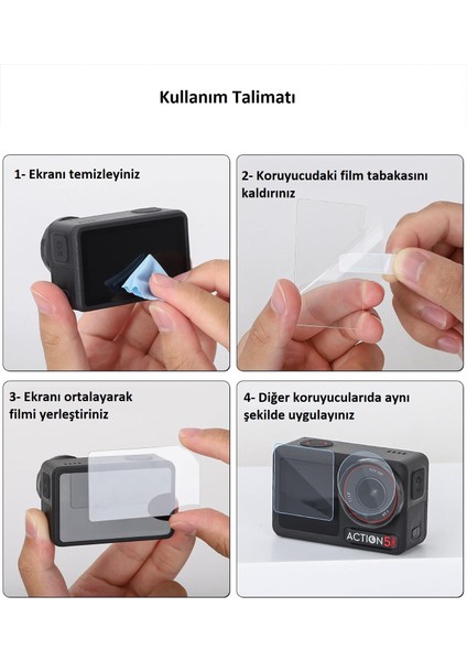 Dji Osmo Action 5 Pro Silikon Kılıf ve 9h Temperli Cam Ekran Koruyucu Seti