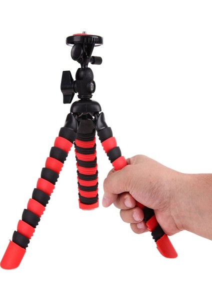 Akrobat Silikon Ayaklı Telefon Dslr Kamera Ahtapot Tripod 3 Ayak - Kırmızı