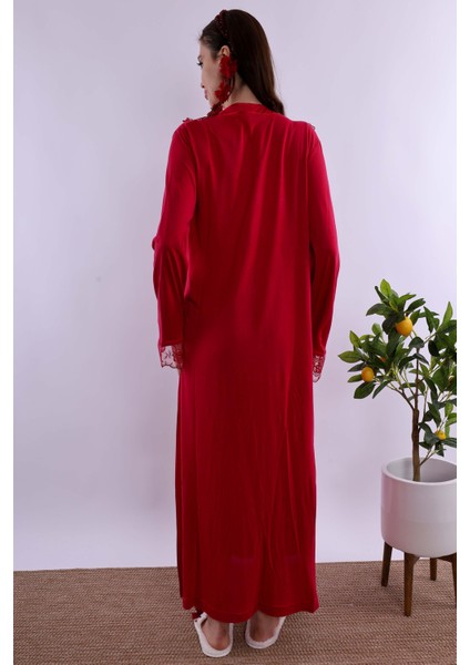 Vişne Sabahlıklı Hamile Lohusa Gecelik Takım BYL280252 modelleri