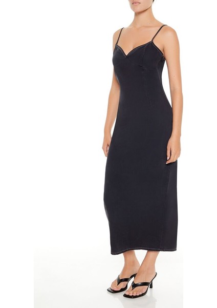 F21 Kalp Yaka Midi Elbise
