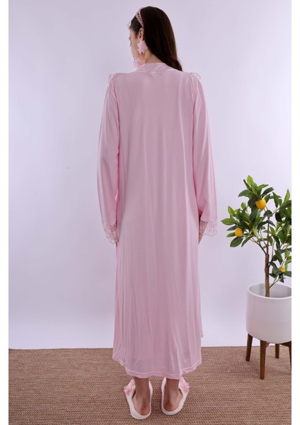 Pembe Sabahlıklı Hamile Lohusa Gecelik Takım BYL224252