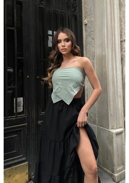 Audrey Fıfrlı Yırtmaç Detay Etek 4037