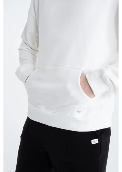 Basic Pamuklu Kapüşonlu Sweatshirt
