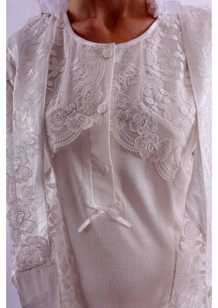 Ekru Dantelli Sabahlık Pijama Takımı BYL211202 indirimleri