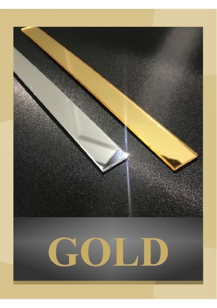 Dekoratif Şerit Gold Ayna Pleksi Duvar Süsü 2.5×120CM 5ADET ( Yapışkanlı )