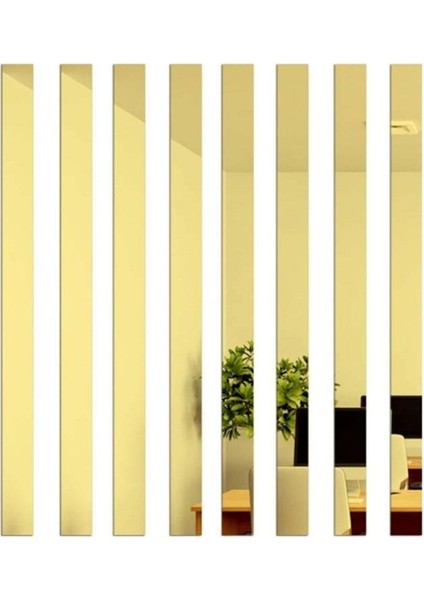 Dekoratif Şerit Gold Ayna Pleksi Duvar Süsü 2.5×120CM 5ADET ( Yapışkanlı )