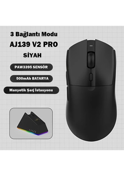AJ139 V2 Mc 3 Farklı Bağlantı Modu-Rgb Manyetik Şarj Istasyonlu-Paw 3311 SENSÖR-500 Mah Batarya-66 Gram