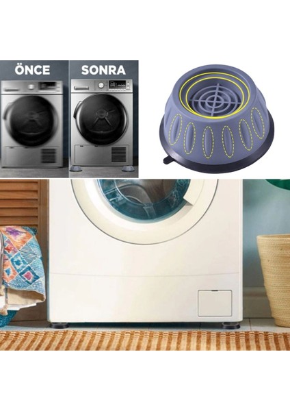 Çamaşır Makinesi Sarsıntı Titreşim Ses Önleyici Kaydırmaz Ayak 4lü Set (4767) - Lisinya