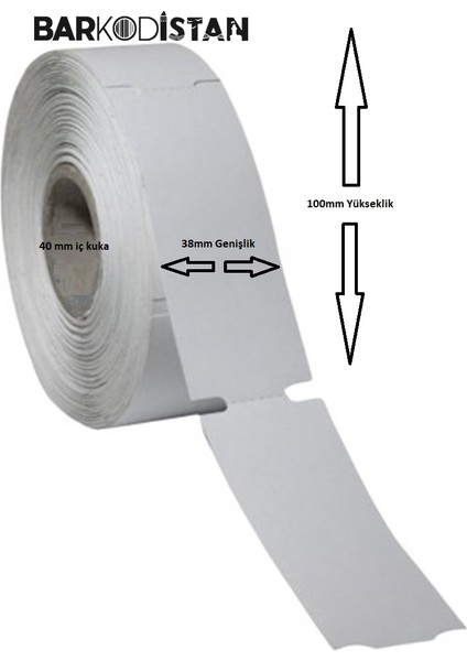 38MMX100MM Termal Karton Raf Etiketi Barkodistan