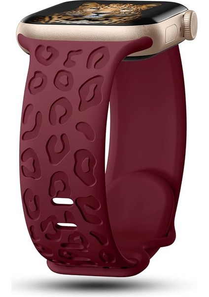 Apple Watch 44/45/46/49mm Kordon Leopar Desen Yumuşak Silikon Kordon 2/3/4/5/6/se/7/8/9/10/11/ultra