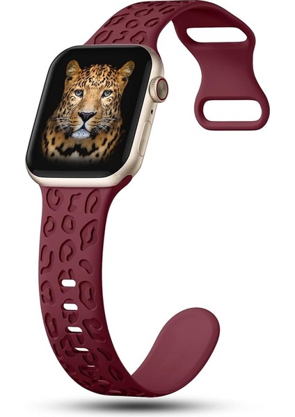 Apple Watch 44/45/46/49mm Kordon Leopar Desen Yumuşak Silikon Kordon 2/3/4/5/6/se/7/8/9/10/11/ultra modelleri