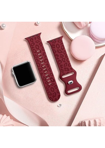 Apple Watch 44/45/46/49mm Kordon Leopar Desen Yumuşak Silikon Kordon 2/3/4/5/6/se/7/8/9/10/11/ultra indirimleri
