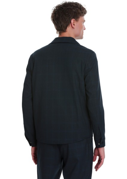 Lacivert Slim Fit Kareli Mono Yaka Overshirt Takım indirimleri