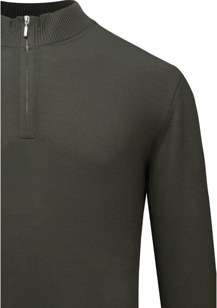 Haki Regular Fit Fermuarlı Yarım Balıkçı Yaka Kazak fiyatları