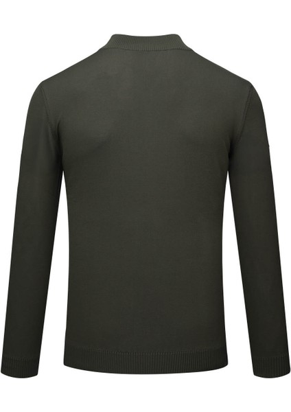 Haki Regular Fit Fermuarlı Yarım Balıkçı Yaka Kazak modelleri