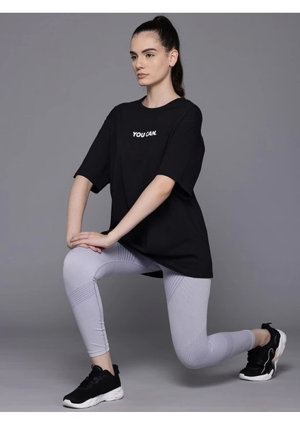 Baskılı Oversize T-Shirt - Siyah